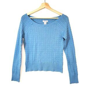 Aeropostale Blue Cable Knit Sweater Boat Neck Logo Juniors XL Y2K